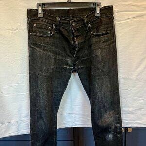 Pure Blue Japan XX-013-BB 14 oz Black Selvedge Unsanforized Denim Jean Size 32